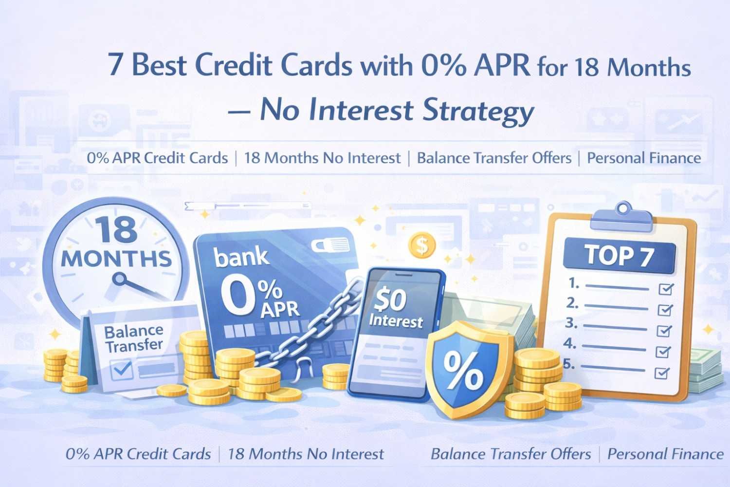 7 Best Credit Cards with 0% APR for 18 Months (No Interest Strategy)